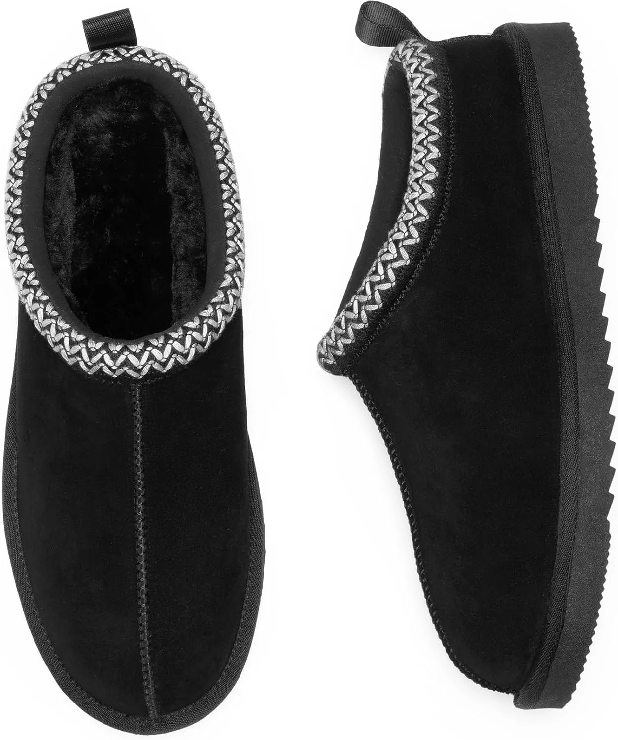 DREAM PAIRS Men's Fuzzy Cozy Slippers Genuine Suede Indoor Outdoor Home Comfy Winter Slip On Cute Warm Memory Foam Furry Shoes FuzzyEasy