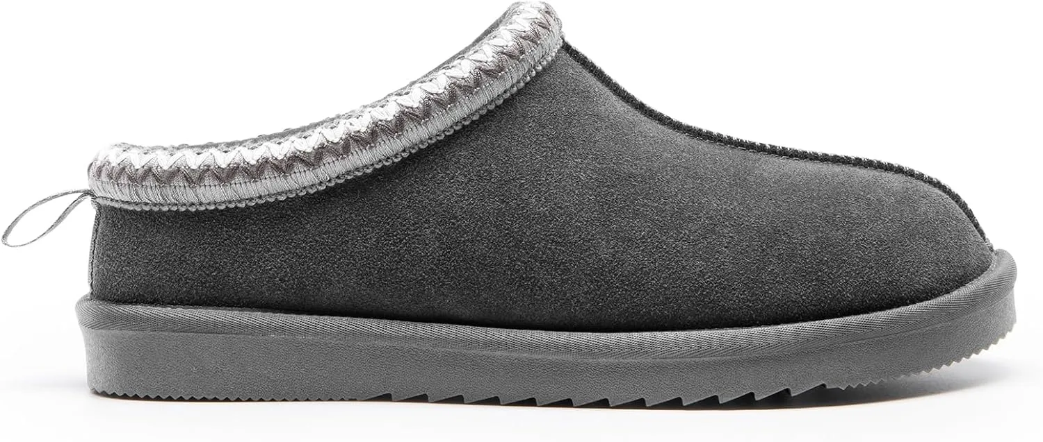 DREAM PAIRS Men's Fuzzy Cozy Slippers Genuine Suede Indoor Outdoor Home Comfy Winter Slip On Cute Warm Memory Foam Furry Shoes FuzzyEasy