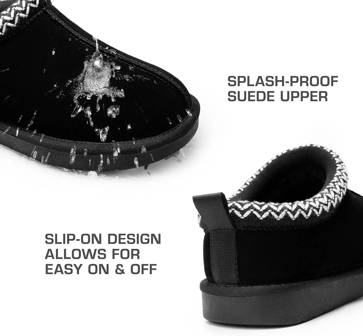 DREAM PAIRS Men's Fuzzy Cozy Slippers Genuine Suede Indoor Outdoor Home Comfy Winter Slip On Cute Warm Memory Foam Furry Shoes FuzzyEasy