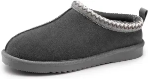 DREAM PAIRS Men's Fuzzy Cozy Slippers Genuine Suede Indoor Outdoor Home Comfy Winter Slip On Cute Warm Memory Foam Furry Shoes FuzzyEasy