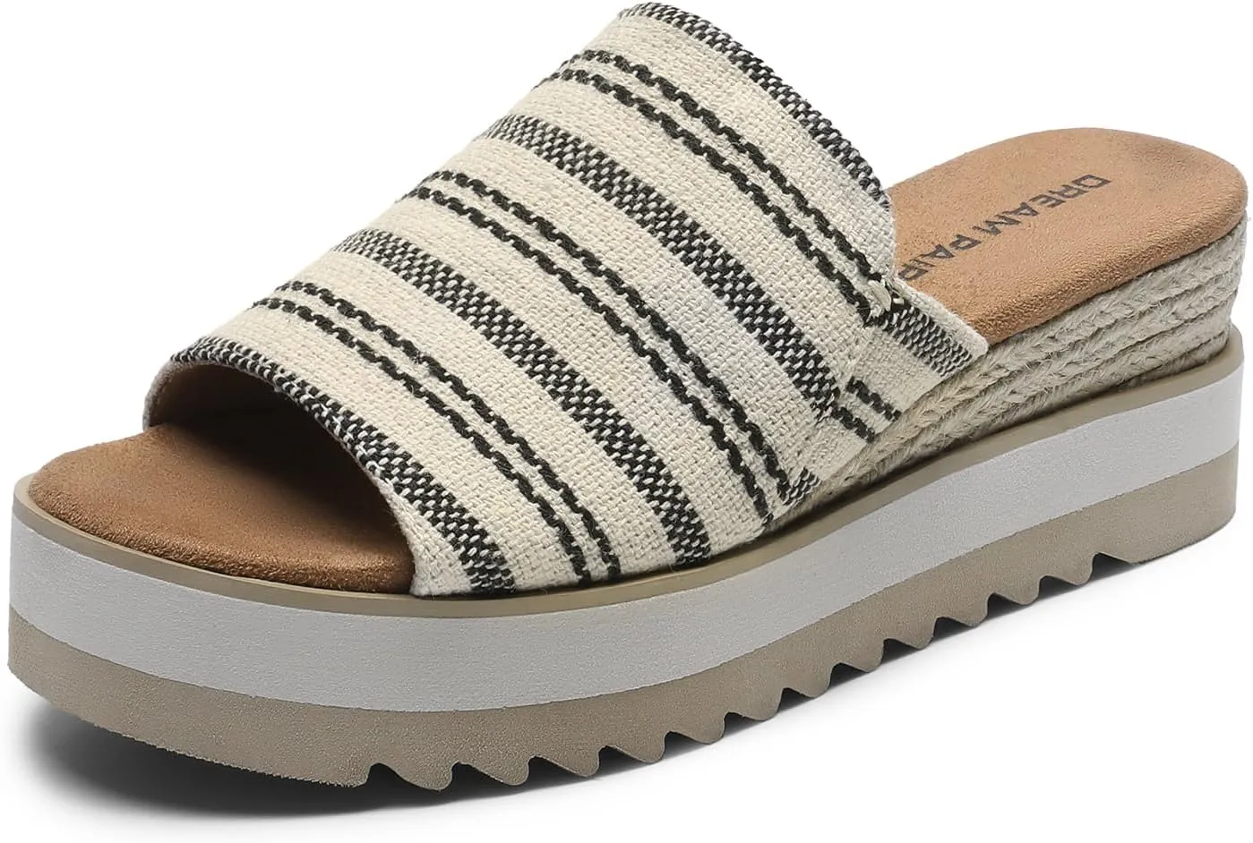 DREAM PAIRS Platform Sandals Women Slip-on Espadrille Bohemia Wedge Sandals, Comfort Dressy Summer Open Toe Canvas Slides for Women's Outdoor Walking Beach Vacation
