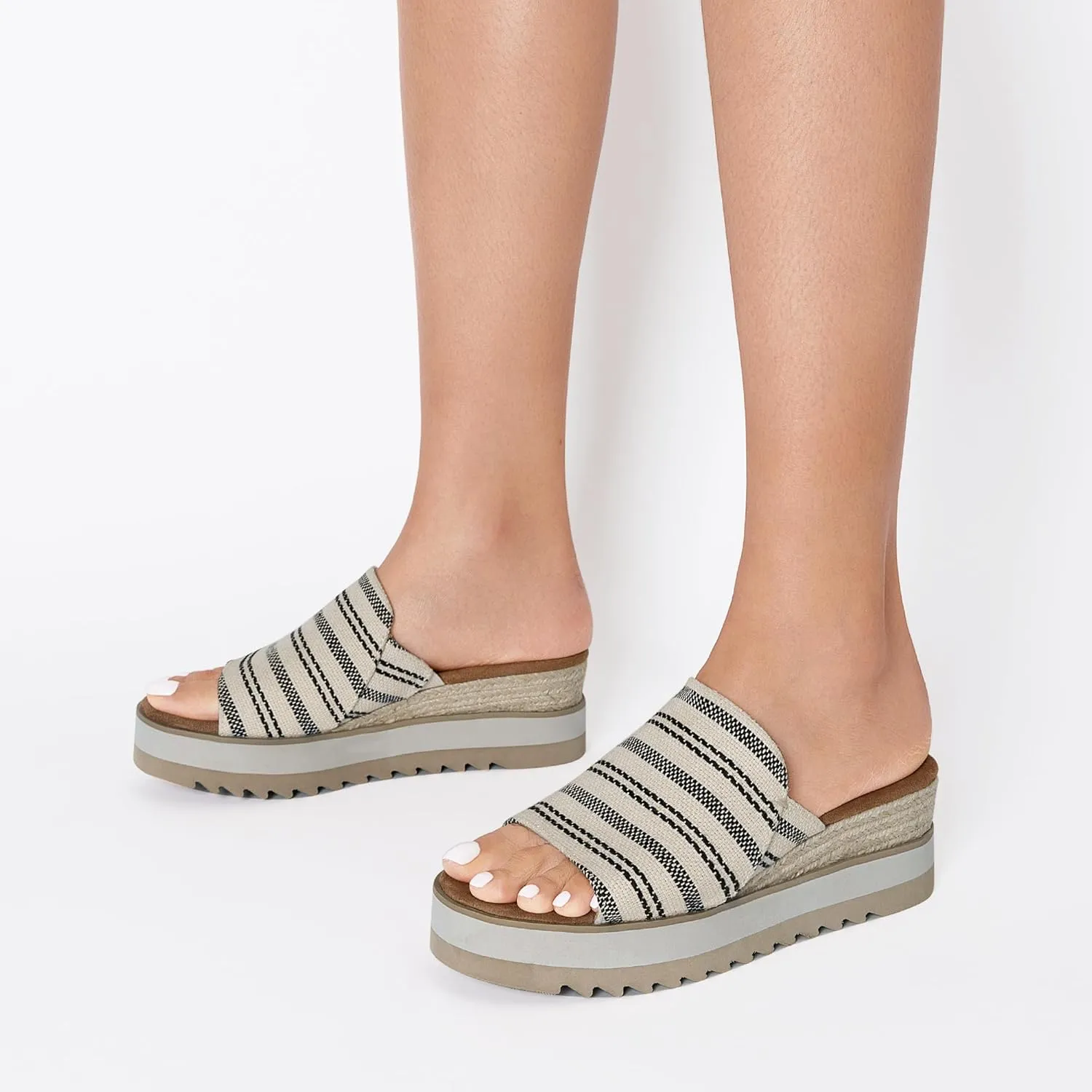 DREAM PAIRS Platform Sandals Women Slip-on Espadrille Bohemia Wedge Sandals, Comfort Dressy Summer Open Toe Canvas Slides for Women's Outdoor Walking Beach Vacation