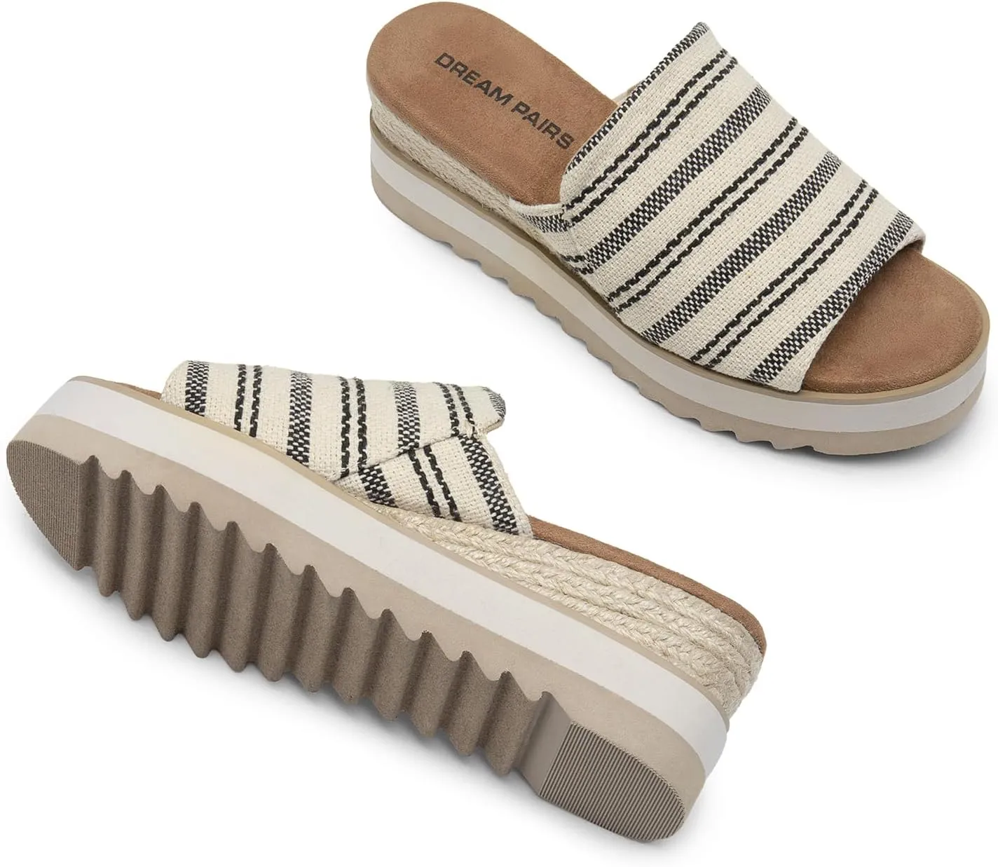 DREAM PAIRS Platform Sandals Women Slip-on Espadrille Bohemia Wedge Sandals, Comfort Dressy Summer Open Toe Canvas Slides for Women's Outdoor Walking Beach Vacation