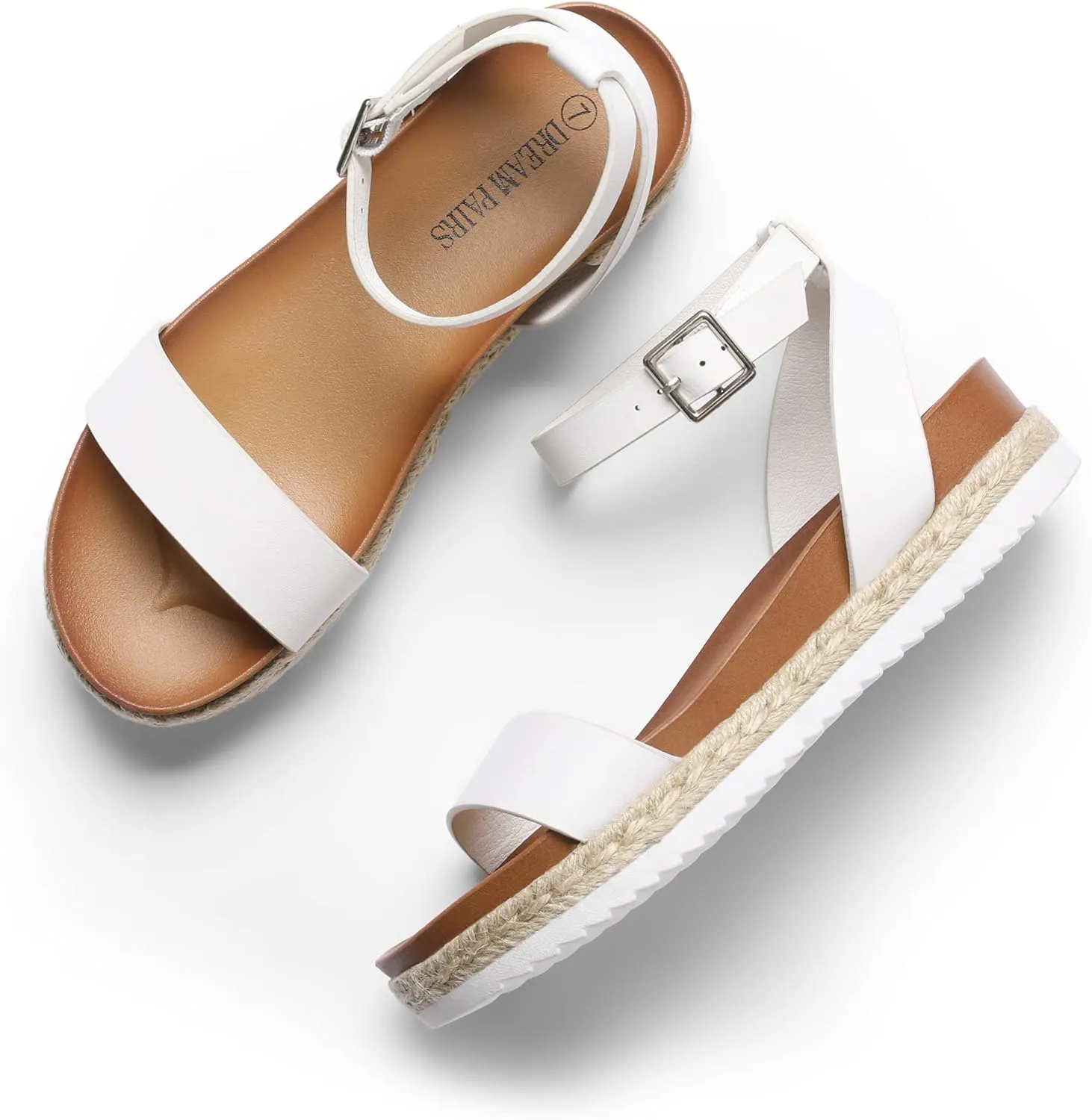 DREAM PAIRS Women's Open Toe Platform Espadrille Wedge Sandals Comfortable One Band Dressy Casual Sandals for Women