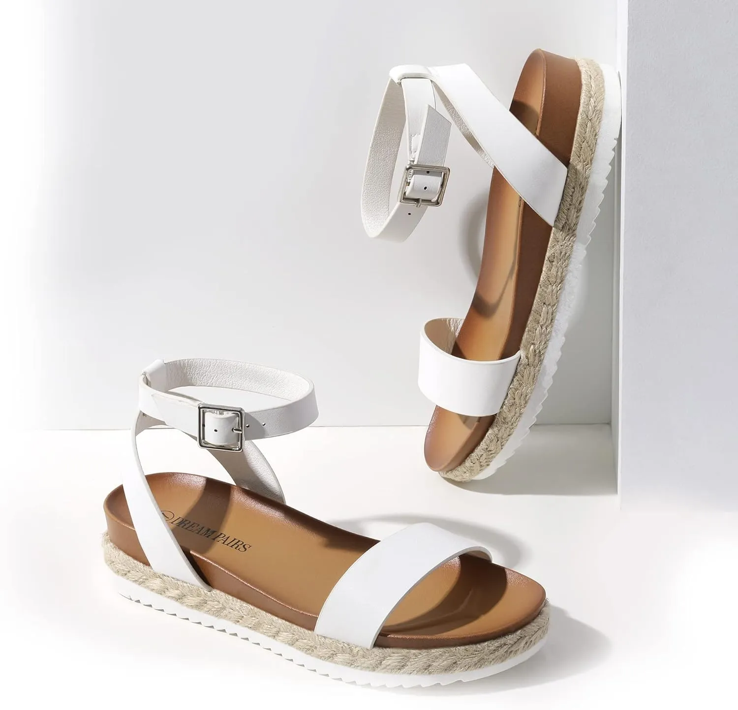 DREAM PAIRS Women's Open Toe Platform Espadrille Wedge Sandals Comfortable One Band Dressy Casual Sandals for Women