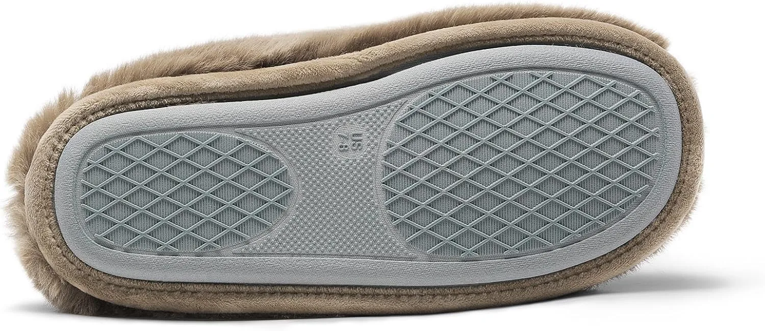 DREAM PAIRS Women's Plush Fuzzy Slip on Indoor Outdoor Winter House Slippers