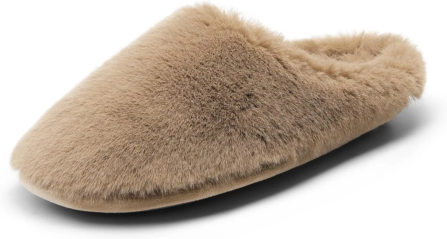 DREAM PAIRS Women's Plush Fuzzy Slip on Indoor Outdoor Winter House Slippers