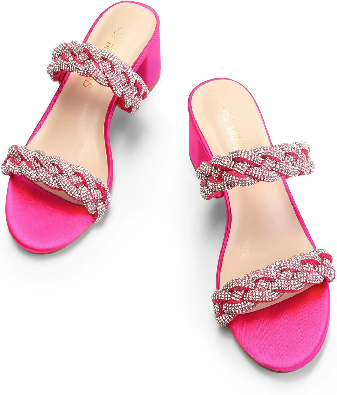 DREAM PAIRS Women's Two Braided Strap Low Heels for Women Open Toe Block Chunky Heels Sandals Holiday Party Wedding Dress Pumps Shoes