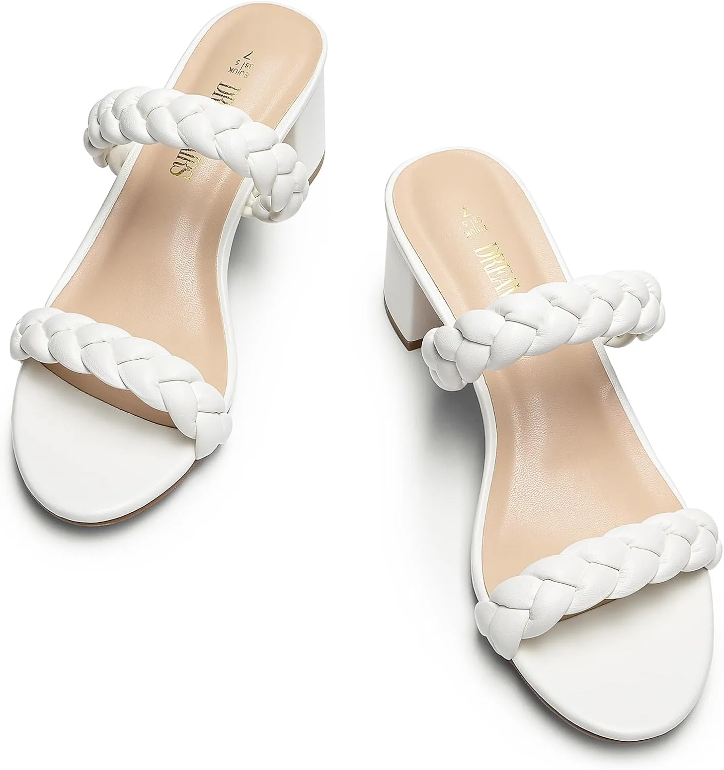 DREAM PAIRS Women's Two Braided Strap Low Heels for Women Open Toe Block Chunky Heels Sandals Holiday Party Wedding Dress Pumps Shoes