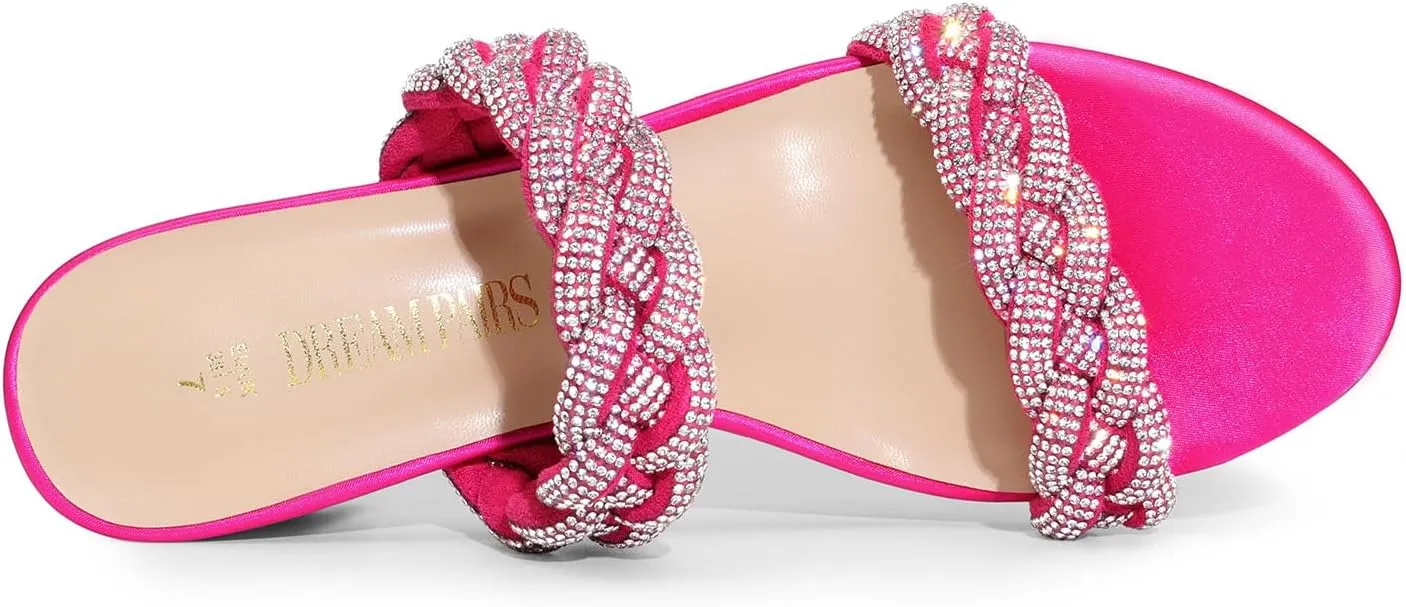 DREAM PAIRS Women's Two Braided Strap Low Heels for Women Open Toe Block Chunky Heels Sandals Holiday Party Wedding Dress Pumps Shoes
