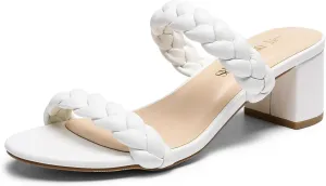 DREAM PAIRS Women's Two Braided Strap Low Heels for Women Open Toe Block Chunky Heels Sandals Holiday Party Wedding Dress Pumps Shoes