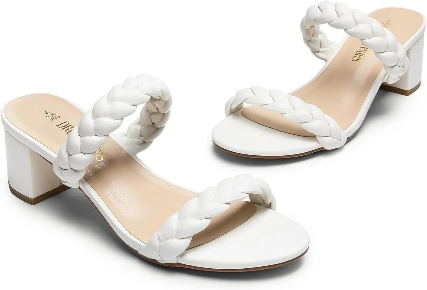 DREAM PAIRS Women's Two Braided Strap Low Heels for Women Open Toe Block Chunky Heels Sandals Holiday Party Wedding Dress Pumps Shoes