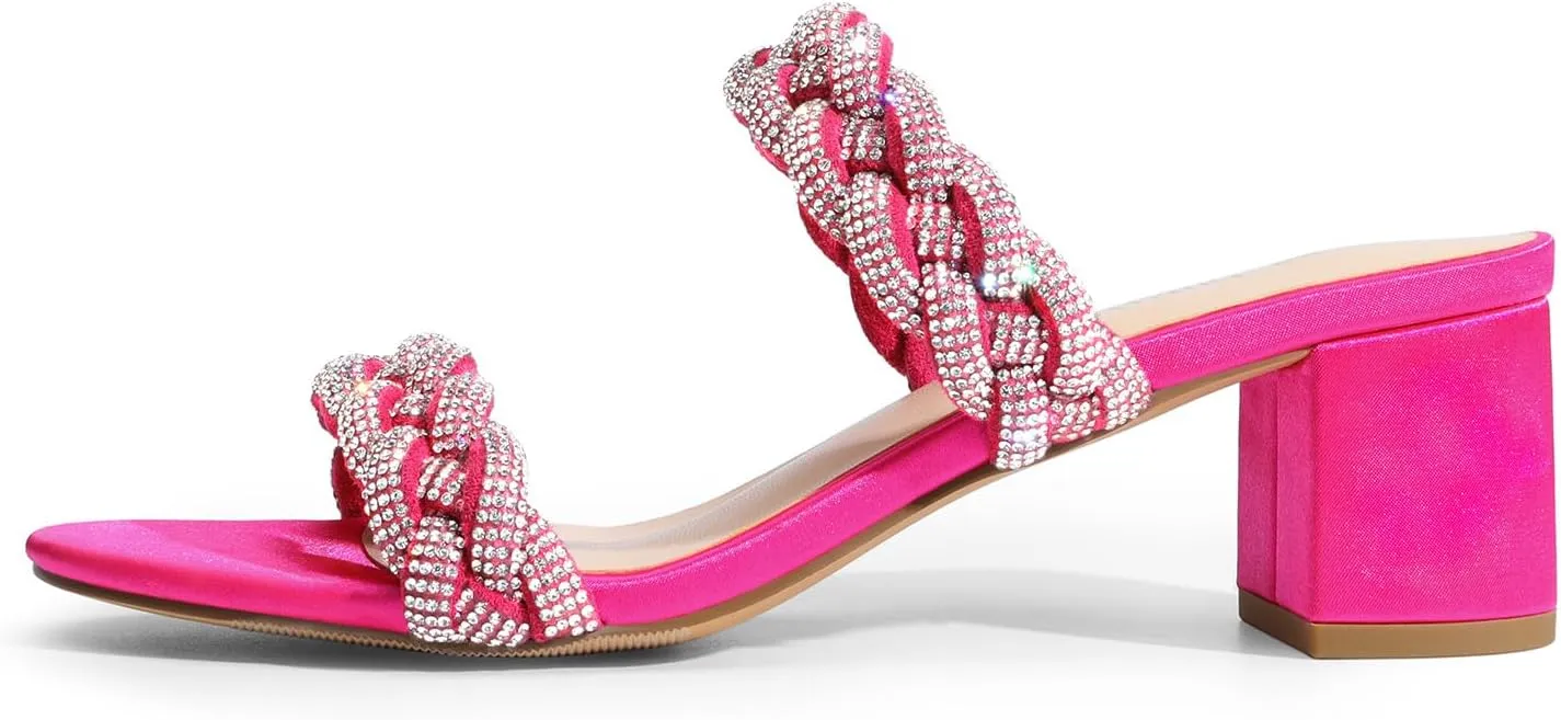DREAM PAIRS Women's Two Braided Strap Low Heels for Women Open Toe Block Chunky Heels Sandals Holiday Party Wedding Dress Pumps Shoes