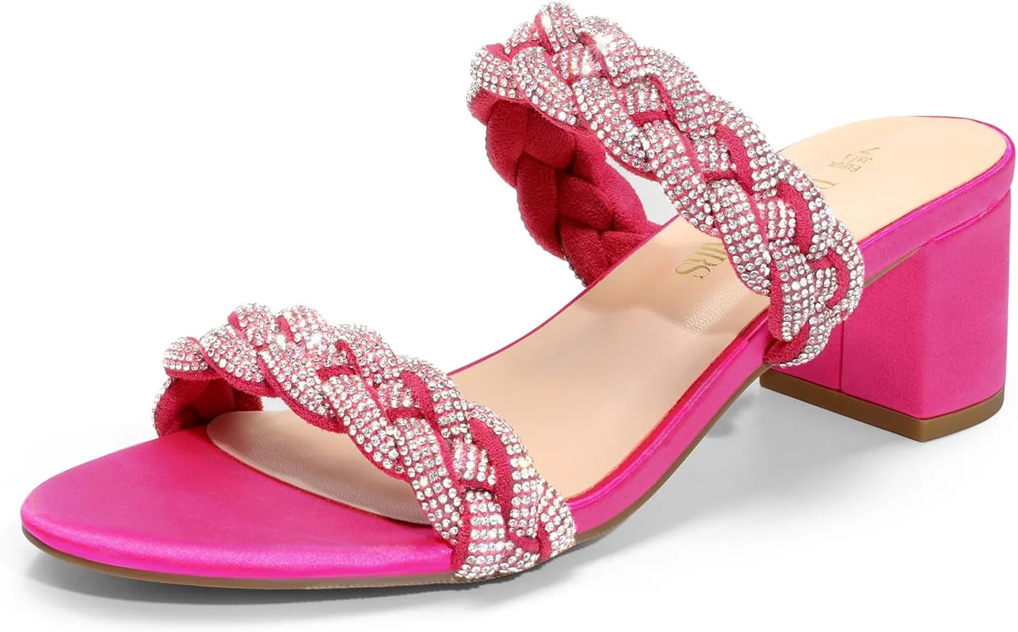 DREAM PAIRS Women's Two Braided Strap Low Heels for Women Open Toe Block Chunky Heels Sandals Holiday Party Wedding Dress Pumps Shoes