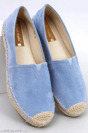 Dusty Blue Round Toe Eco-Suede Cap Toe Women's Espadrille Flats