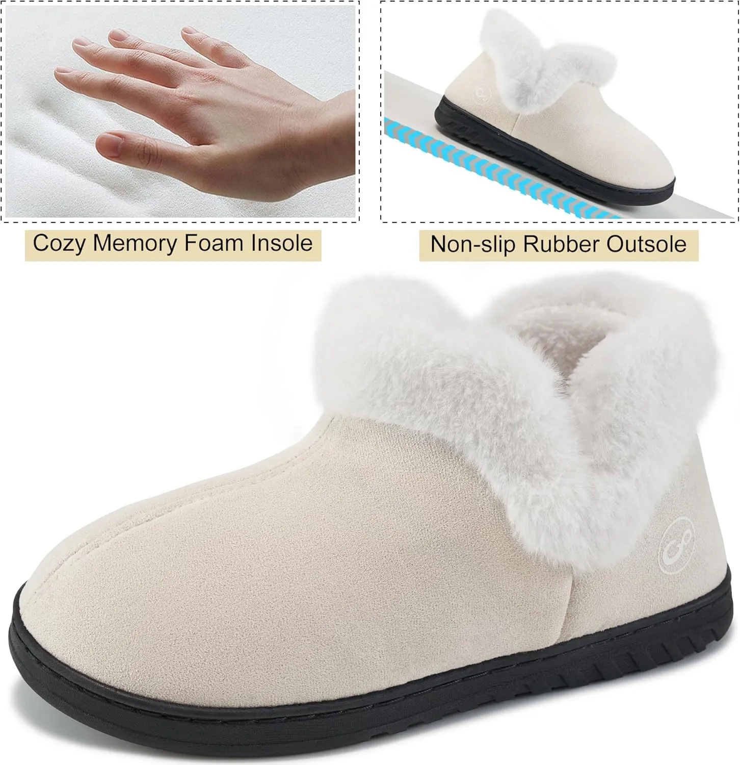 Ecetana Womens Slippers House Shoes: Memory Foam Comfy Closed Back Fuzzy Slippers Indoor and Outdoor Cozy Slip On Soft Bedroom Shoes