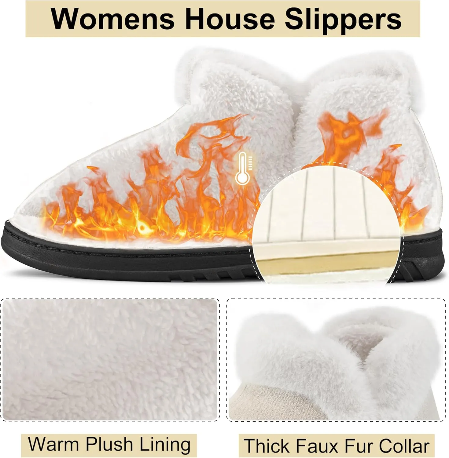 Ecetana Womens Slippers House Shoes: Memory Foam Comfy Closed Back Fuzzy Slippers Indoor and Outdoor Cozy Slip On Soft Bedroom Shoes