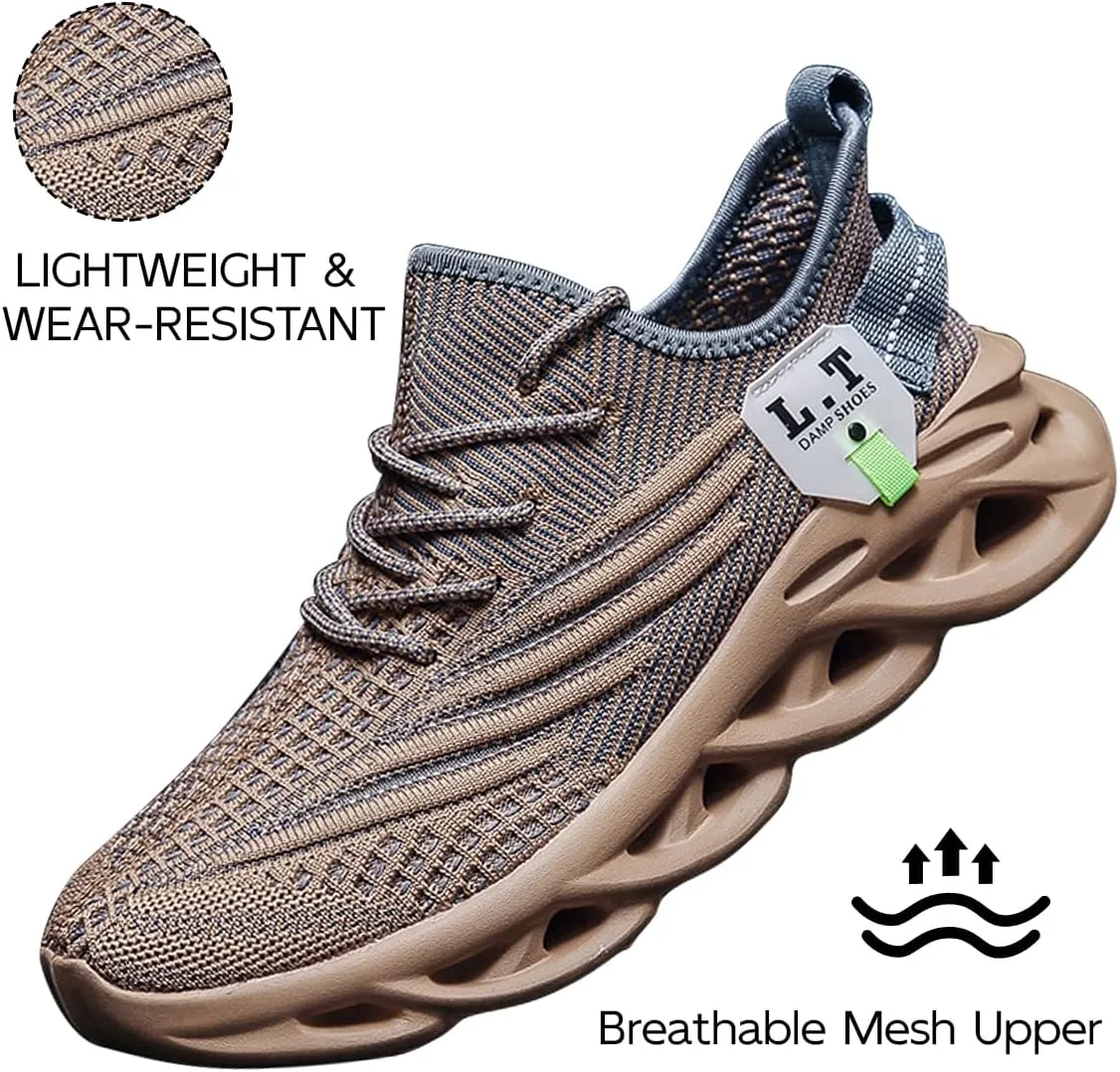 EGMPDA Men Shoes Running Slip On Tennis Walking Shoes Lightweight Breathable Sneakers for Gym Work Casual Soft Sole Trainers Non Slip Athletic Footwear Light_Green Size US 6.5