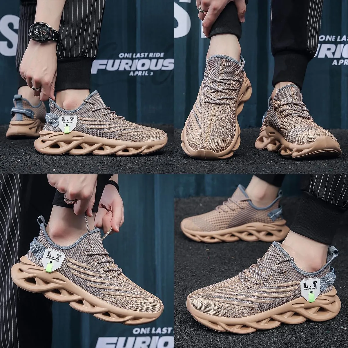 EGMPDA Men Shoes Running Slip On Tennis Walking Shoes Lightweight Breathable Sneakers for Gym Work Casual Soft Sole Trainers Non Slip Athletic Footwear Light_Green Size US 6.5