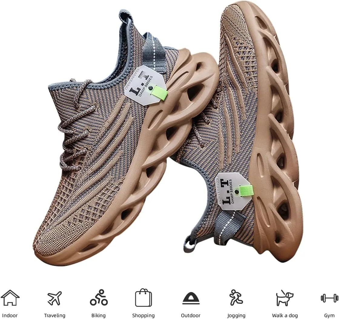 EGMPDA Men Shoes Running Slip On Tennis Walking Shoes Lightweight Breathable Sneakers for Gym Work Casual Soft Sole Trainers Non Slip Athletic Footwear Light_Green Size US 6.5