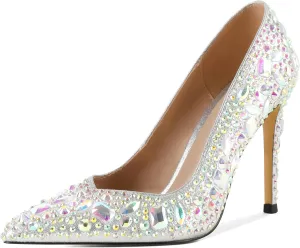 Eldof Women's Classic Dress Pumps Shoes, Sexy Pointed Toe 4" Stiletto High Heels, Office Formal Slip On Size 5-13