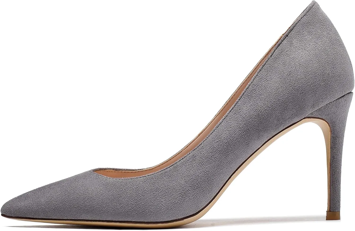 Eldof Women's High Heel Pumps Pointed Toe Suede Heels Slip on Comfort Pumps3.2 Inches for Dress Party Office