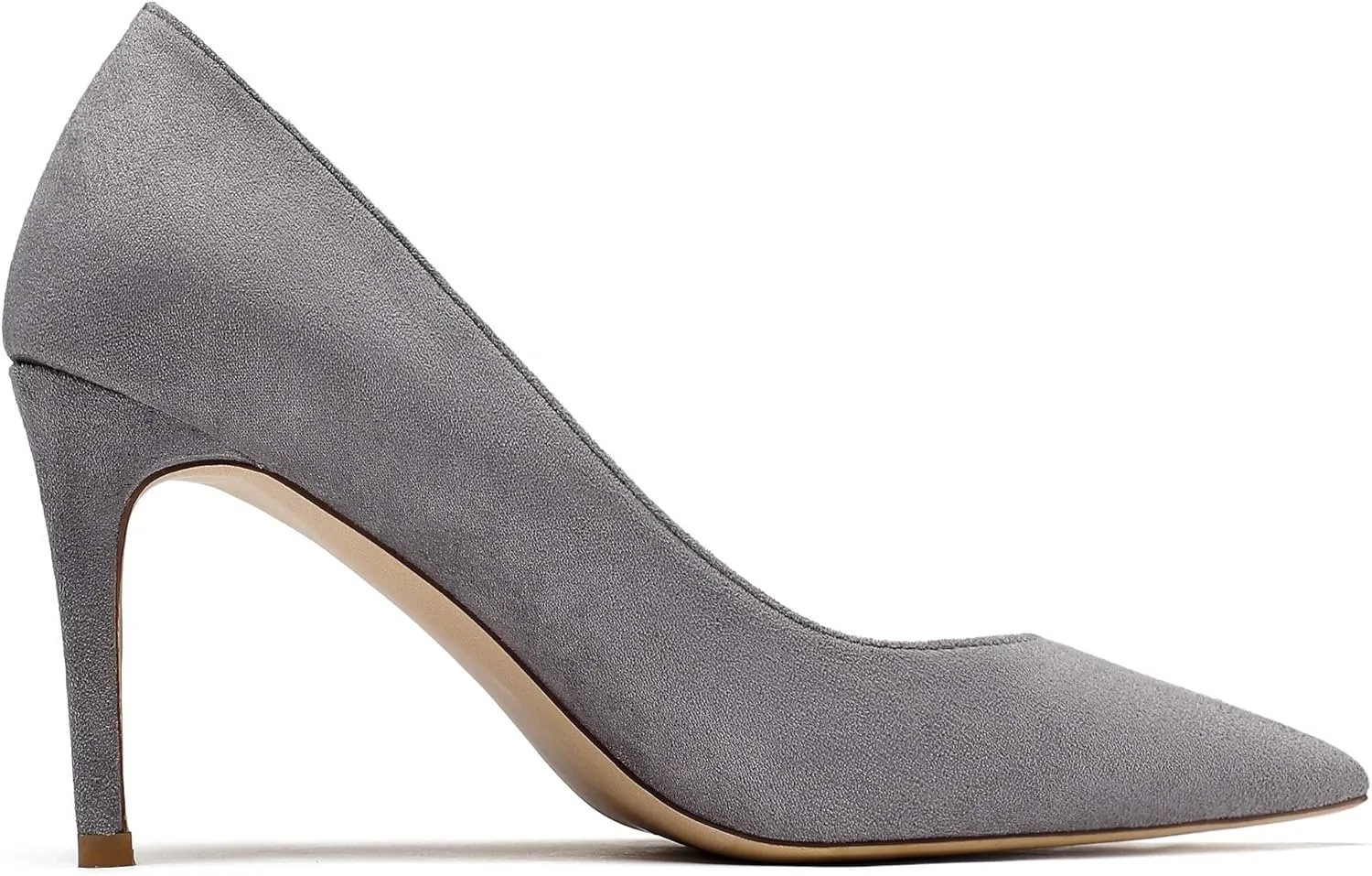 Eldof Women's High Heel Pumps Pointed Toe Suede Heels Slip on Comfort Pumps3.2 Inches for Dress Party Office