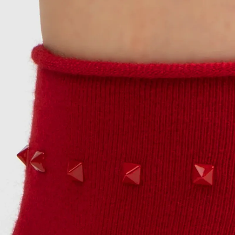 Elizabeth Reid | Stud Ankle Sock | Red
