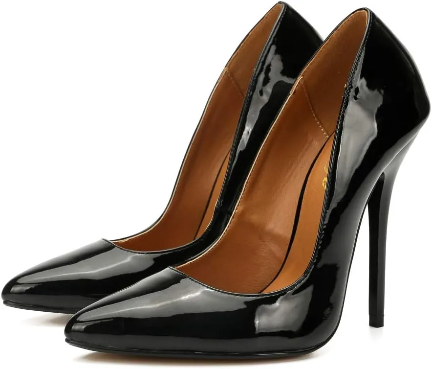 Enelauge Women's Stiletto Pointed Toe Slip On High Heel Zapatos Ladies Wedding Party Pumps Plus Size