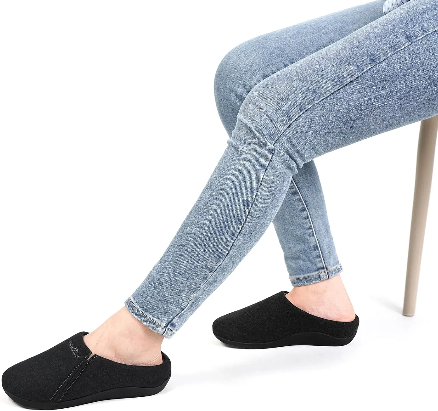 ERGOfoot House Slippers With Arch Support, Orthopedic Slipper for Plantar Fasciitis Pain Relief, Comfy Wool Felt Clog Shoes for Women and Men with Non-Slip Indoor Outdoor