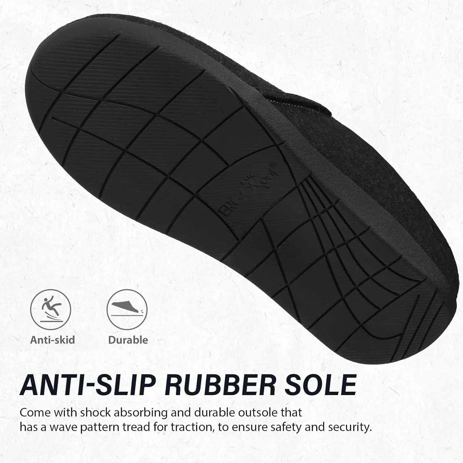 ERGOfoot House Slippers With Arch Support, Orthopedic Slipper for Plantar Fasciitis Pain Relief, Comfy Wool Felt Clog Shoes for Women and Men with Non-Slip Indoor Outdoor