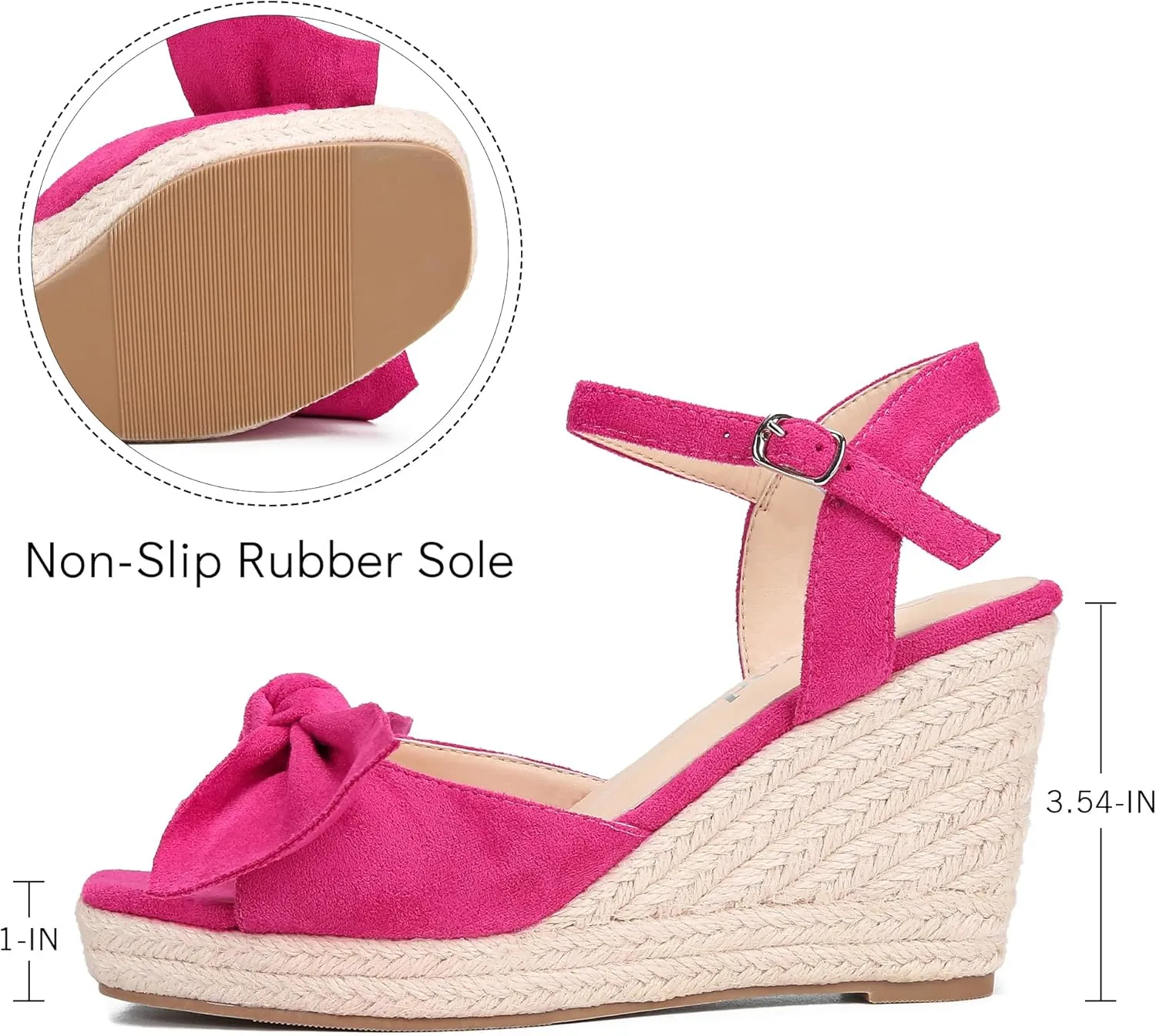 Espadrilles Wedge Sandals for Women Bow Platform Wedges Heels Open Toe Ankle Strap Summer Wedding Wedges