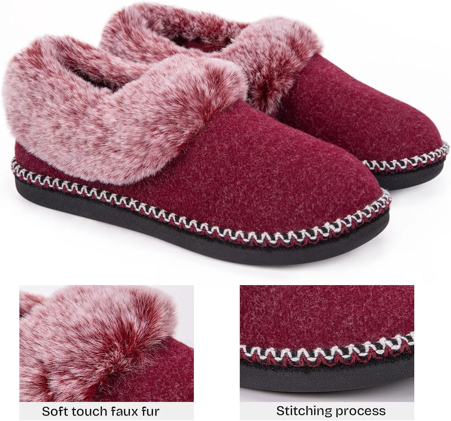 EverFoams Women's Bootie Slippers Warm Soft Comfy Memory Foam Non-slip Indoor House Shoes with Fluffy Collar