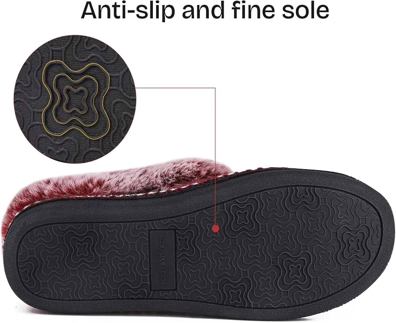 EverFoams Women's Bootie Slippers Warm Soft Comfy Memory Foam Non-slip Indoor House Shoes with Fluffy Collar