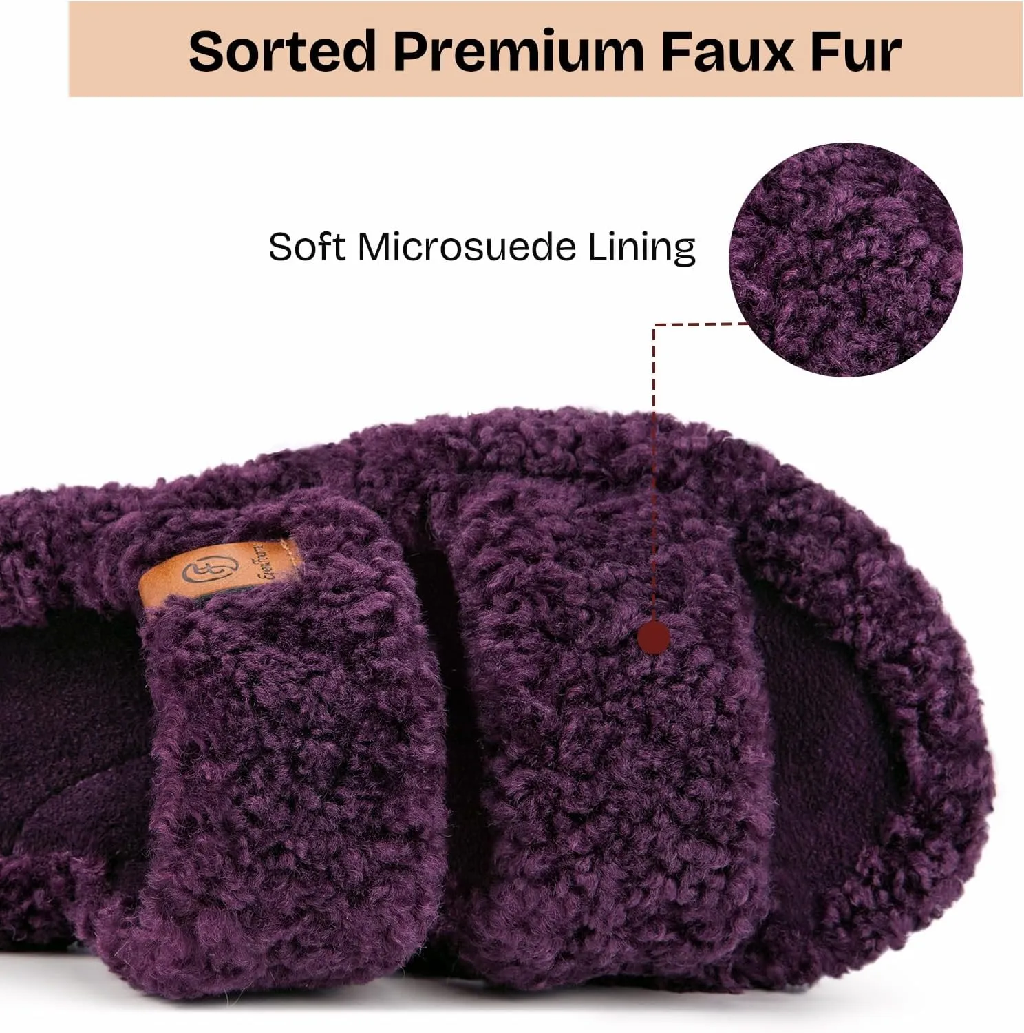 EverFoams Womens Fuzzy Open-toe Slippers Soft Comfy Memory Foam Indoor House Shoes