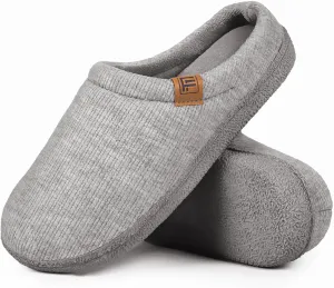 FamilyFairy Womens Slip On Memory Foam Slippers Comfy Knit Bedroom House Shoes for Indoor Outdoor