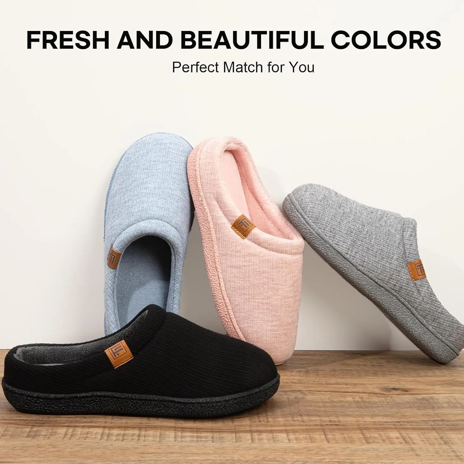 FamilyFairy Womens Slip On Memory Foam Slippers Comfy Knit Bedroom House Shoes for Indoor Outdoor