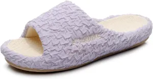 FAYUEKEY Slippers for Women Linen Memory Foam House Bedroom Cozy Indoor Outdoor Slipper Slides