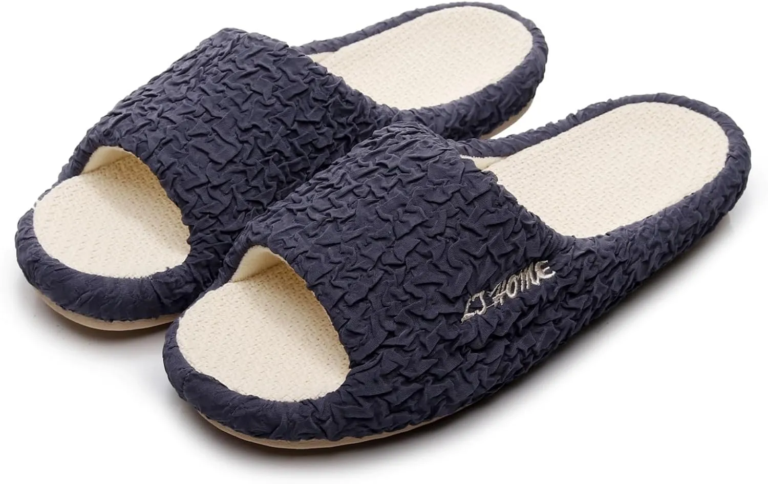 FAYUEKEY Slippers for Women Linen Memory Foam House Bedroom Cozy Indoor Outdoor Slipper Slides