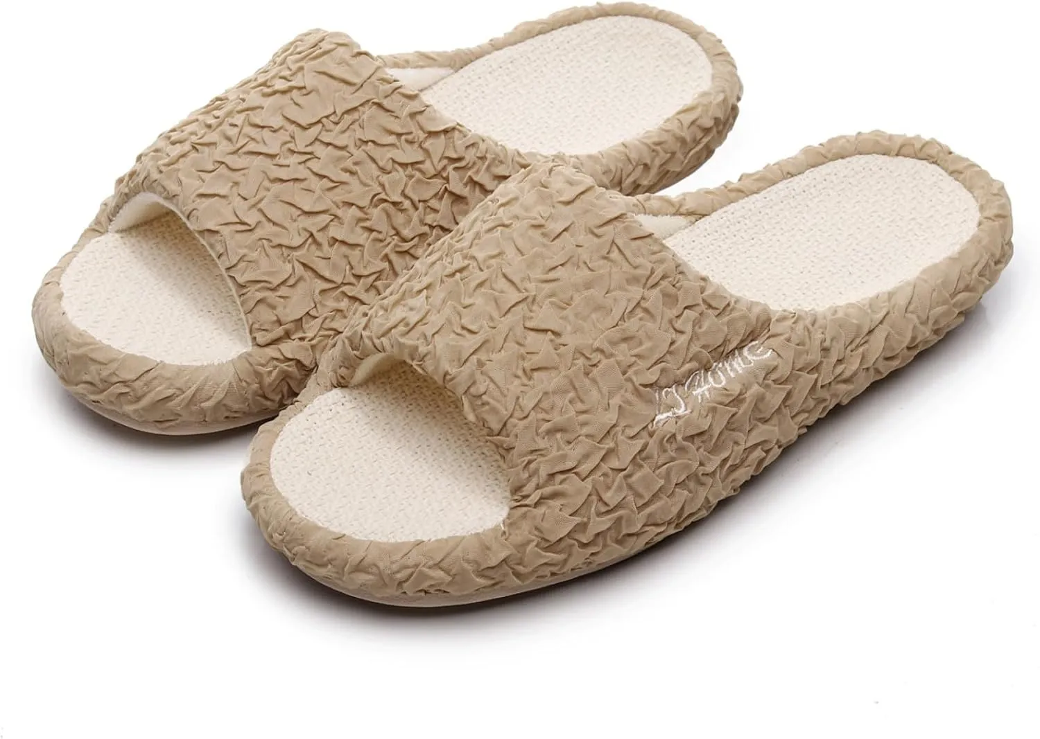 FAYUEKEY Slippers for Women Linen Memory Foam House Bedroom Cozy Indoor Outdoor Slipper Slides