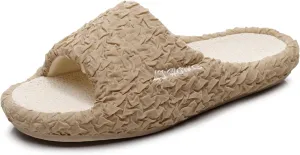 FAYUEKEY Slippers for Women Linen Memory Foam House Bedroom Cozy Indoor Outdoor Slipper Slides