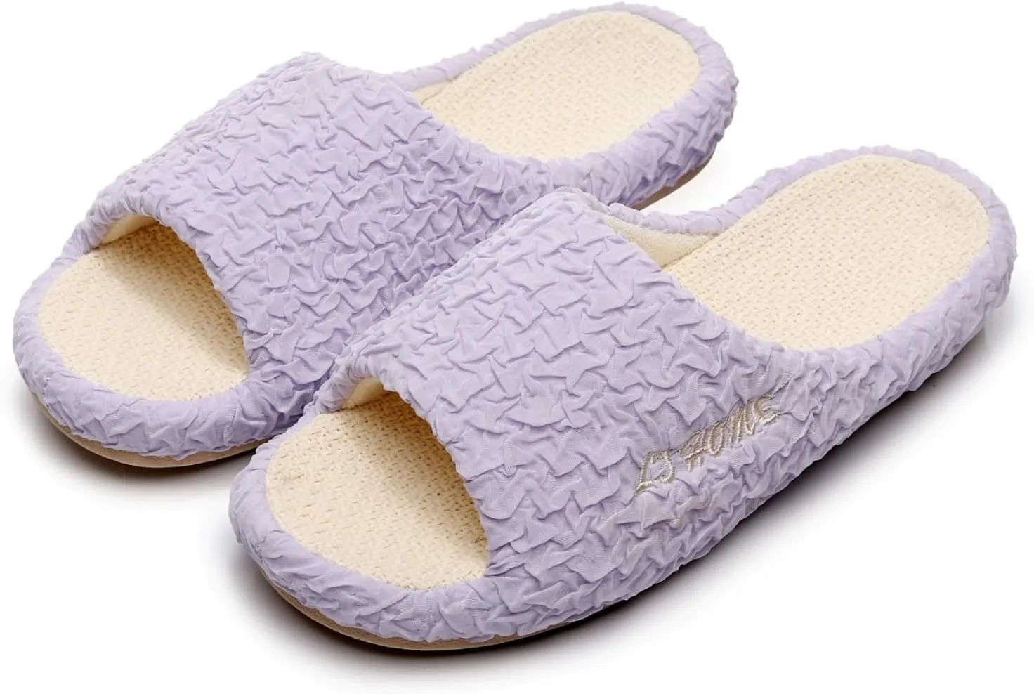 FAYUEKEY Slippers for Women Linen Memory Foam House Bedroom Cozy Indoor Outdoor Slipper Slides