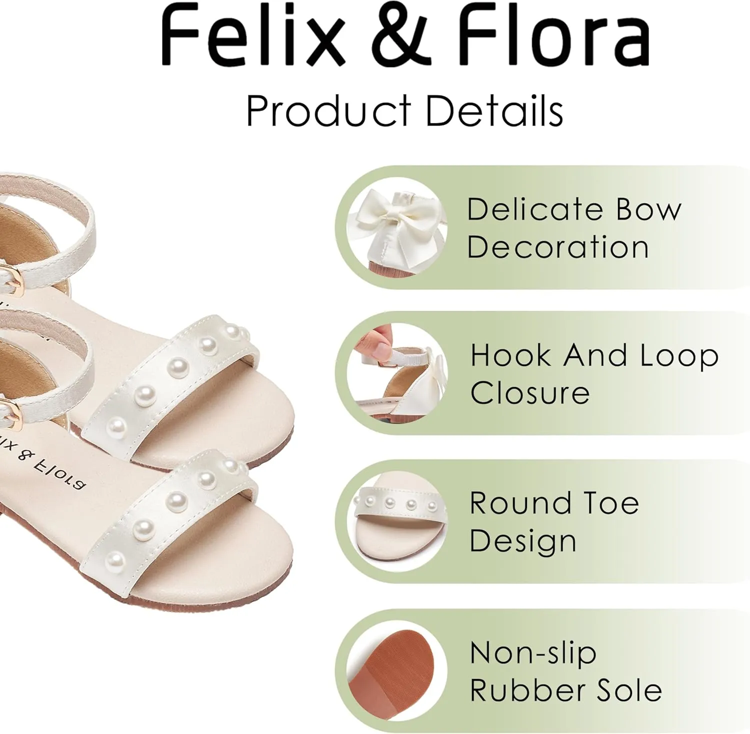 Felix & Flora Toddler Girl Sandals Open Toe Summer Flower Girl Dress Shoes