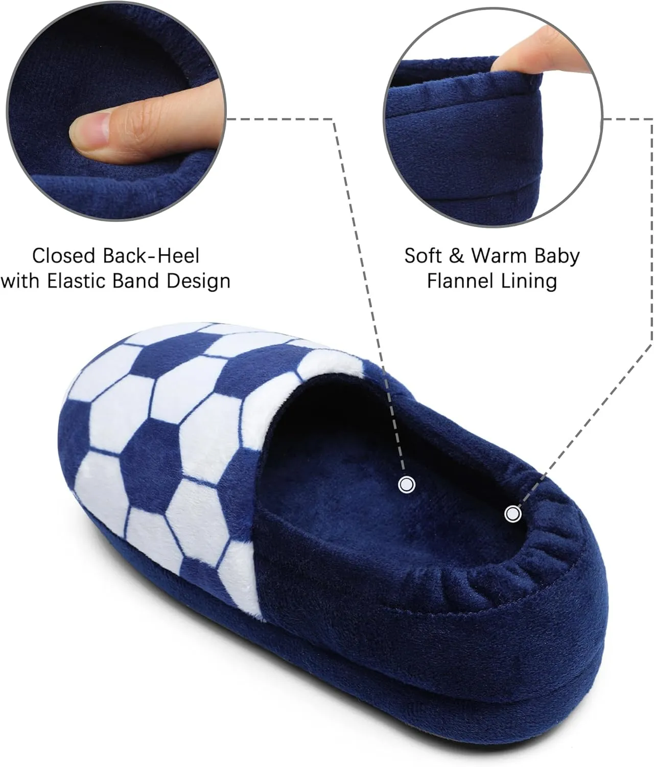 festooning Toddler Boys Girls Football Slippers Soft Fuzzy Slip-Ons Little Kid Warm Indoor House Slipper Shoes