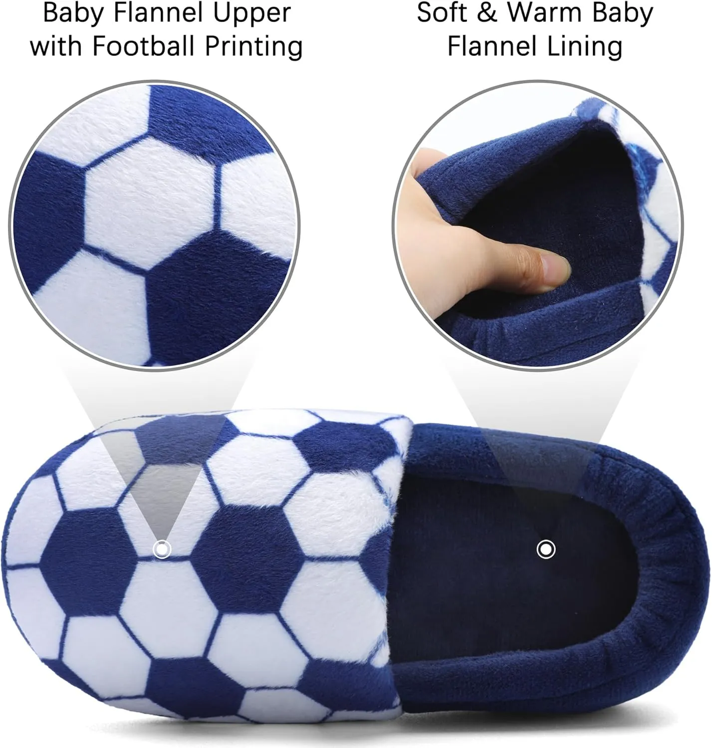 festooning Toddler Boys Girls Football Slippers Soft Fuzzy Slip-Ons Little Kid Warm Indoor House Slipper Shoes