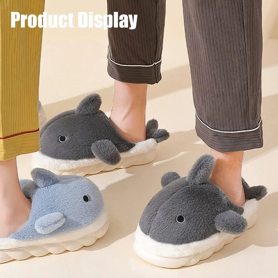 Fiedaz Cute Cloud Whale Shark Slippers for Women Men Kids Plush House Slippers Comfy Memory Foam Slip-on Indoor Slippers