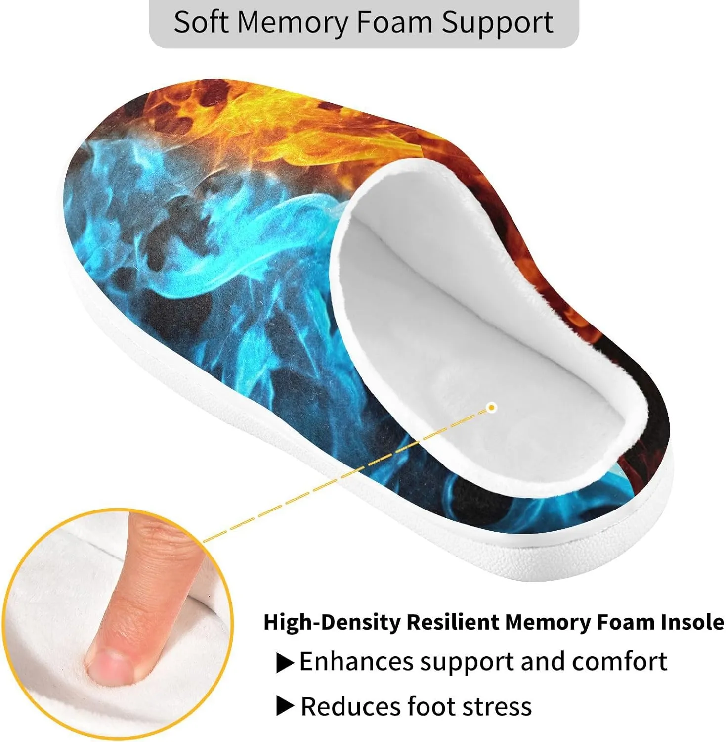 Fire Water Flame Dragon Animal Slippers for Women Men Indoor Slippers Memory Foam Fuzzy Slippers House Shoes for Indoor Outdoor Size 6/7