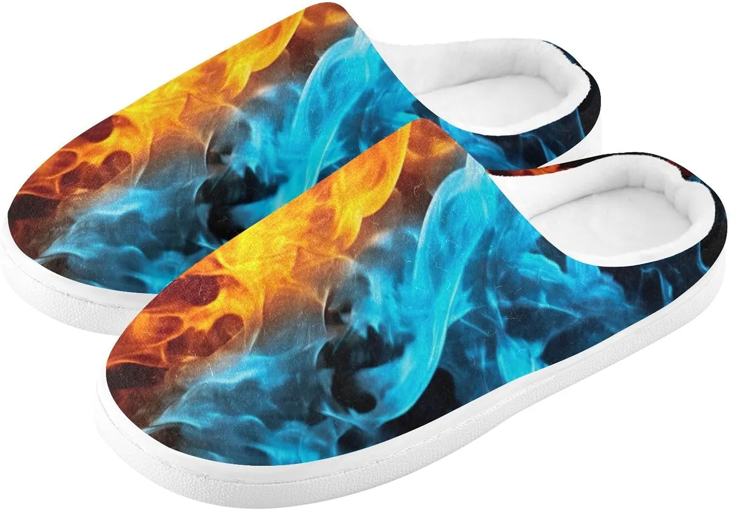 Fire Water Flame Dragon Animal Slippers for Women Men Indoor Slippers Memory Foam Fuzzy Slippers House Shoes for Indoor Outdoor Size 6/7