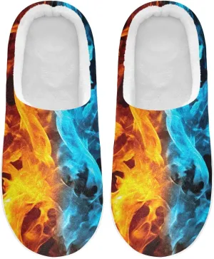 Fire Water Flame Dragon Animal Slippers for Women Men Indoor Slippers Memory Foam Fuzzy Slippers House Shoes for Indoor Outdoor Size 6/7