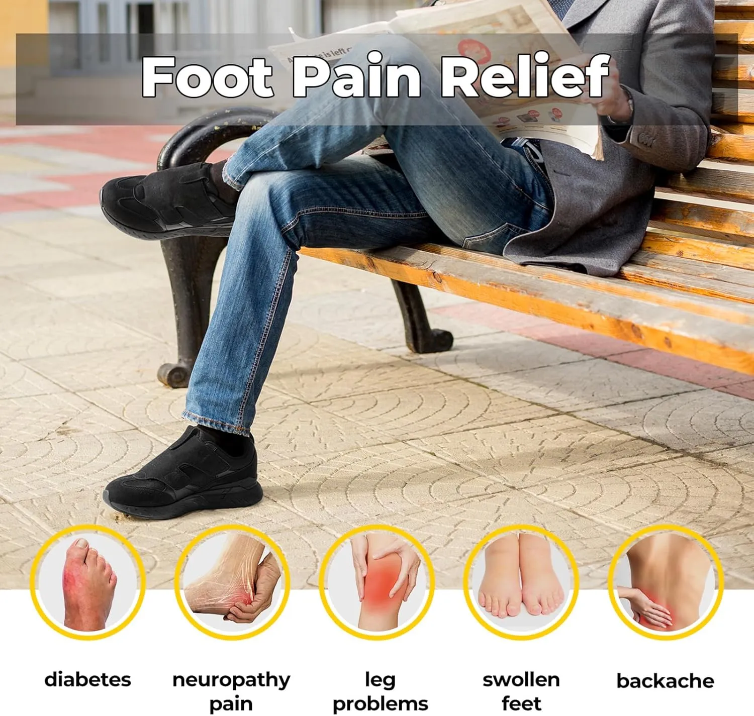 FitVille Diabetic Shoes for Men Extra Wide Slip-on Shoes for Swollen Feet Men Wide Walking Shoes with Arch Support for Foot Pain Relief- Rebound Core V10